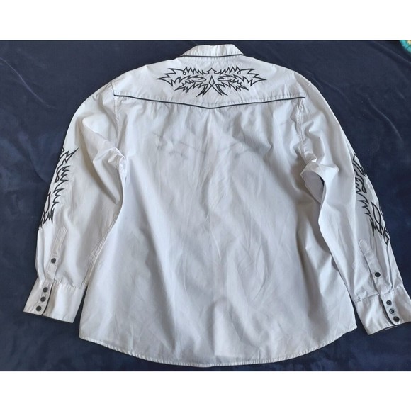 Mens Coofandy White W/Black Embroidery LS Western Cowboy Rodeo Shirt Size XXL - Picture 9 of 10